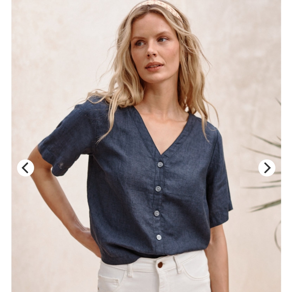 Garnet Hill Gabby Button Front Linen Top